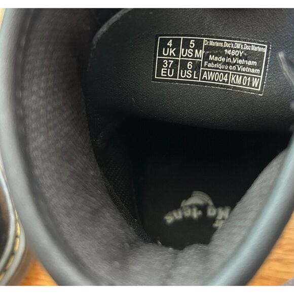Dr. Martens 1460 Y Combat Boots Unisex Black Patent Leather Side Zip Size M5/L6 - Picture 4 of 10